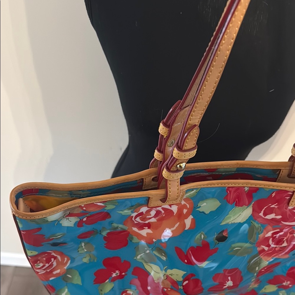 Dooney & Bourke Floral Tote Bag with Tan Straps - Picture 7 of 13
